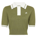Malbon Mikayla Knit Cropped Golf Shirt Olive - 23 Women