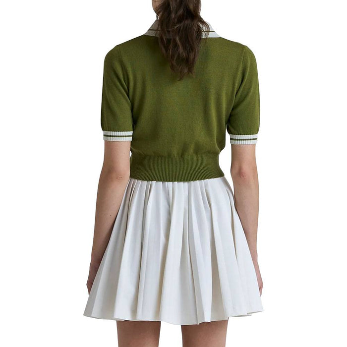 Malbon Mikayla Knit Cropped Golf Shirt Olive - 23 Women