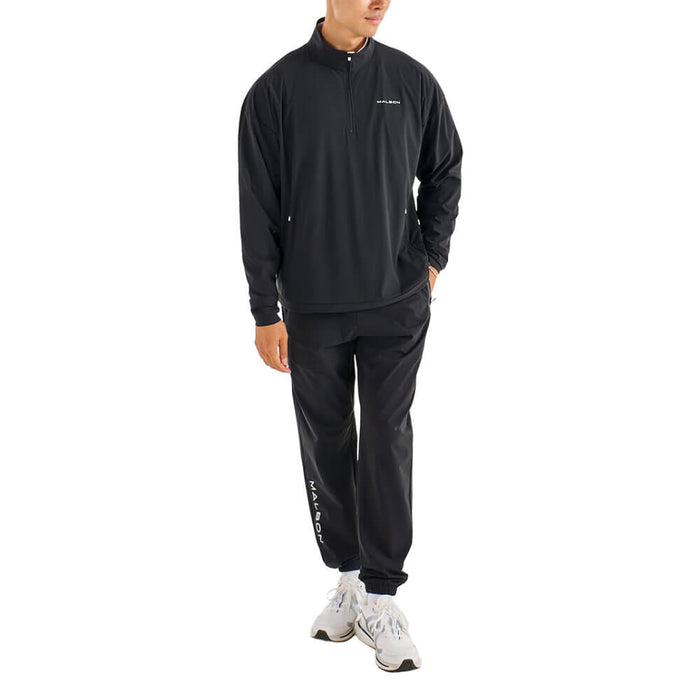Malbon Performance Quarter Zip Shell Golf Pullover Black - FW25 Men