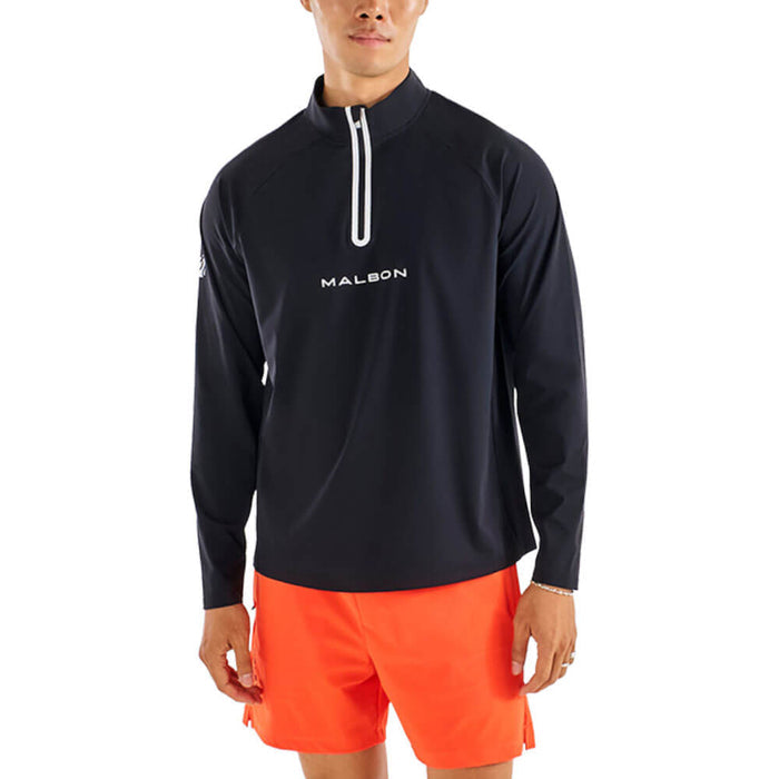 Malbon Performance Raglan Quarter Zip Golf Pullover Black - FW25 Men