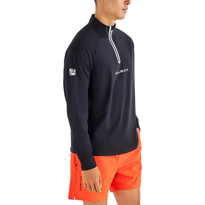 Malbon Performance Raglan Quarter Zip Golf Pullover Black - FW25 Men