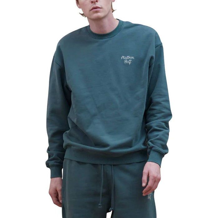 Malbon Script Crewneck Golf Sweater Hunter Green - 23 Men