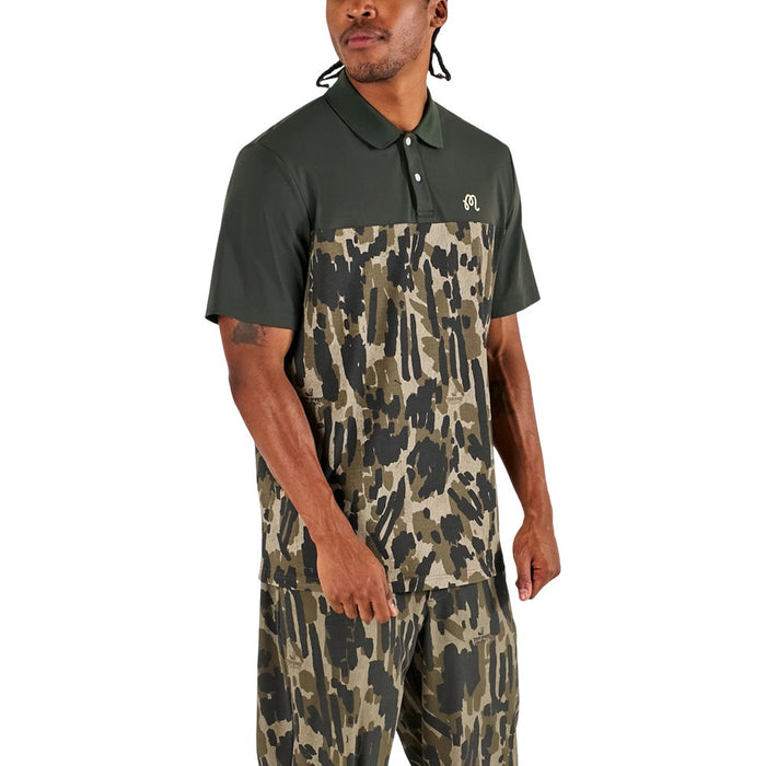 Malbon Tour Divot Camo Golf Polo Bark Camo - SS26 Men