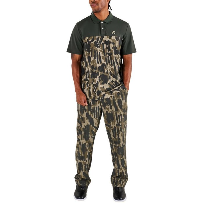 Malbon Tour Divot Camo Golf Polo Bark Camo - SS26 Men