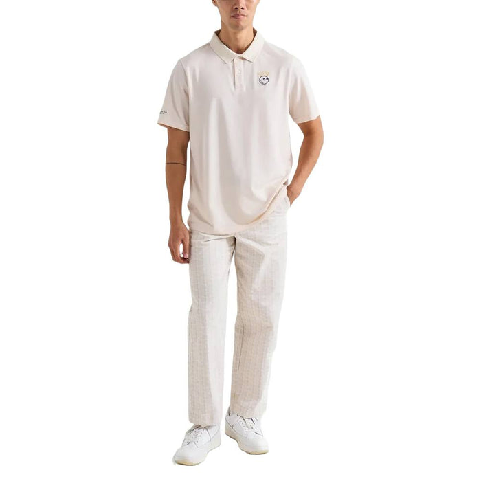 Malbon Trophy Performance Pique Golf Polo Ivory - FW24