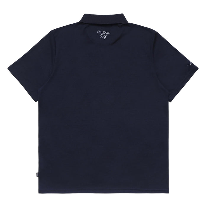 Malbon Trophy Performance Pique Golf Polo Navy - FW24