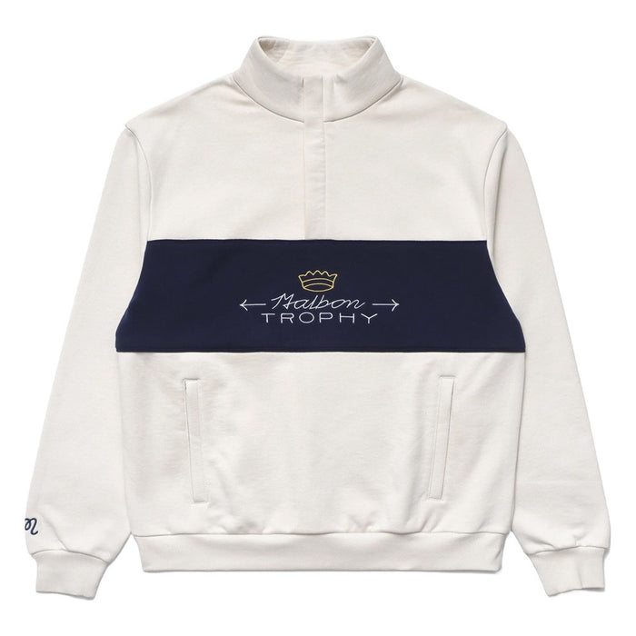 Malbon Trophy Quarter Zip Fleece Golf Sweater Ivory - FW24