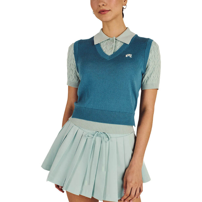 Malbon Veronica Golf Polo Aegean Blue/Surf Spray - SS26 Women