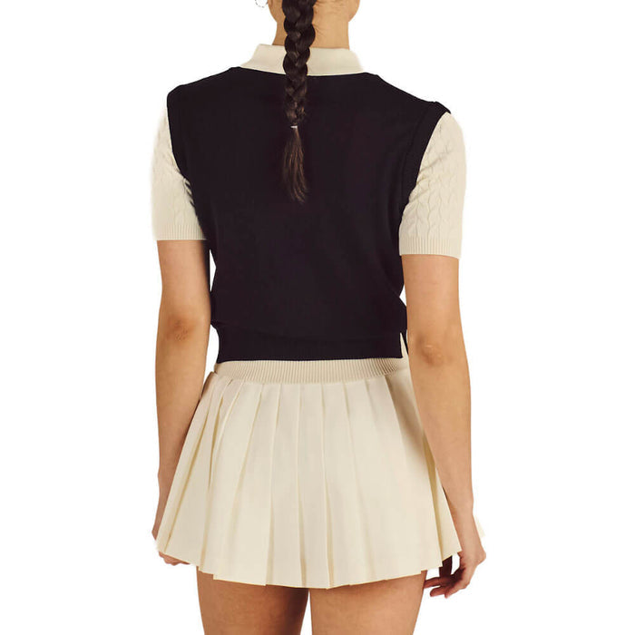 Malbon Veronica Golf Polo Black Onyx/Cream - SS26 Women