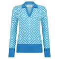 Original Penguin Lattice Jacquard Golf Sweater French Blue - SP25 Women