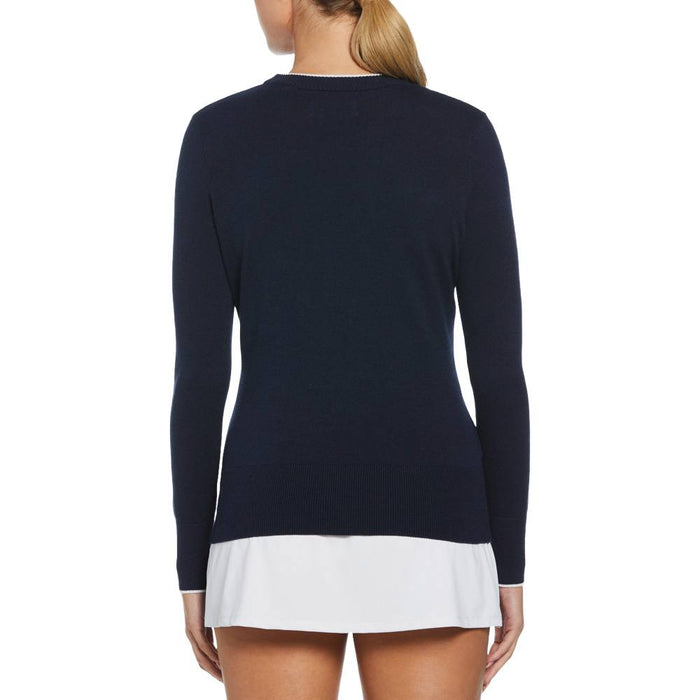 Original Penguin Longsleeve Solid Pullover Golf Sweater Black Iris - FA24 Women