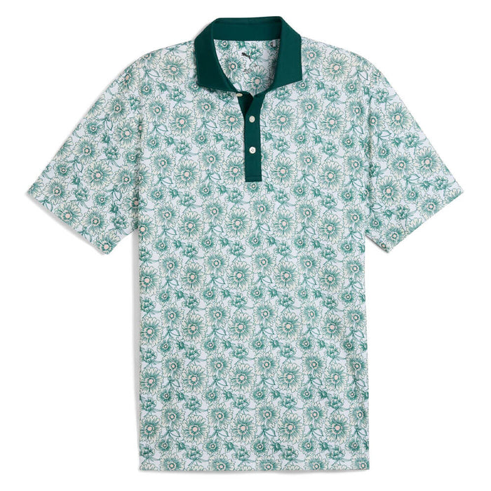 PUMA Pique Flower Fields Golf Polo Dark Myrtle/White Glow - SS25 Men