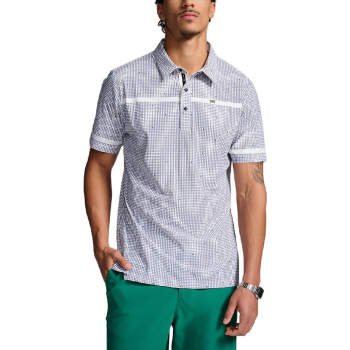 PXG Basket Weave Print Golf Polo White - 26 Men