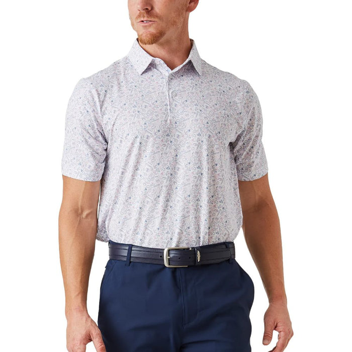 Straight Down Gridiron Golf Polo White - FW24 Men