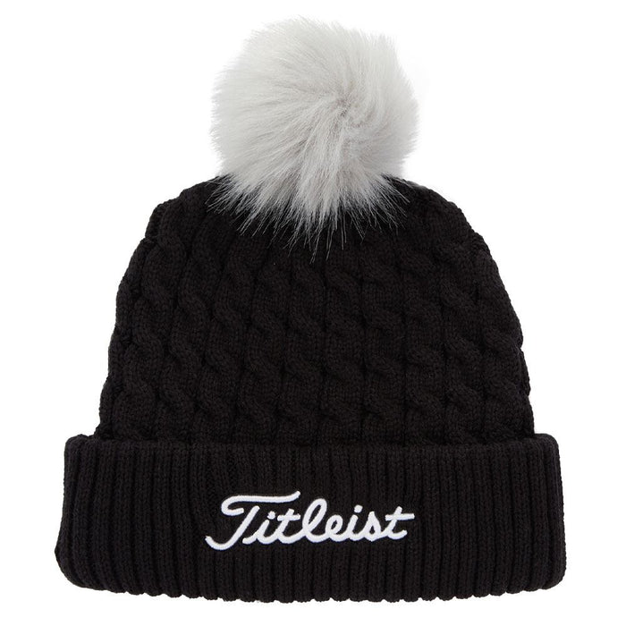 Titleist Cable Knit Pom Pom Golf Beanie Black/White - 23 Men