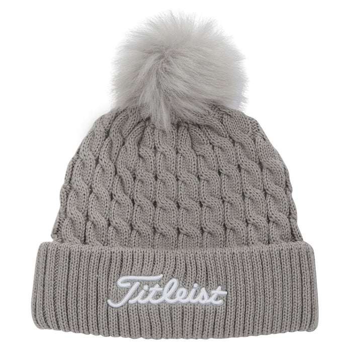 Titleist Cable Knit Pom Pom Golf Beanie Gray/White - 23 Men