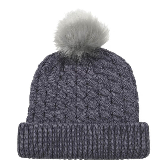 Titleist Cable Knit Pom Pom Golf Beanie Washed Indigo/White/Gray - 25 Men