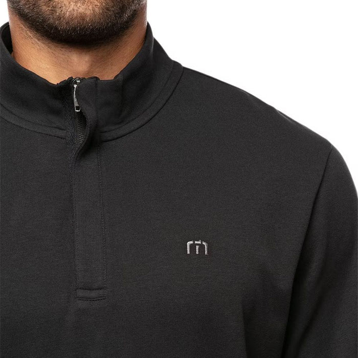 TravisMathew Cloud Quarter Zip 2.0 Golf Pullover Black - SS23 Men
