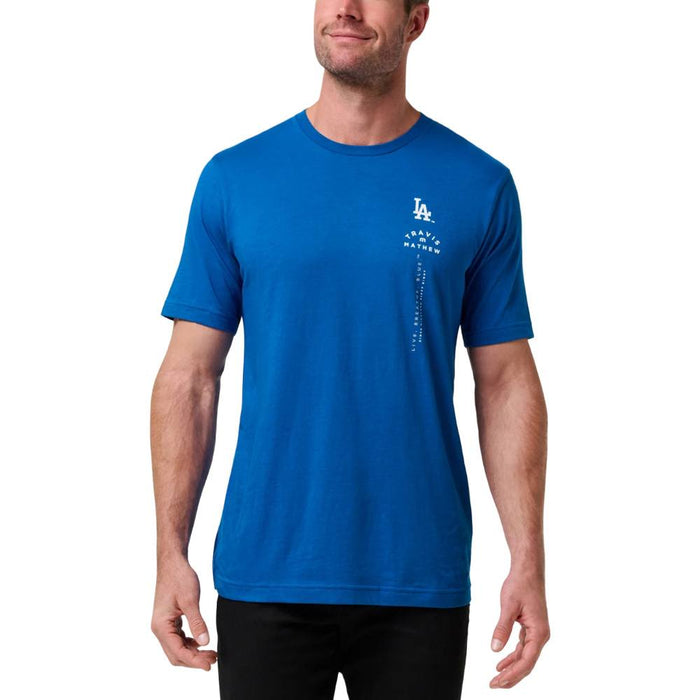 TravisMathew Los Angeles Dodgers Base Hit Bliss Golf T-Shirt Classic Blue - SS26 Men