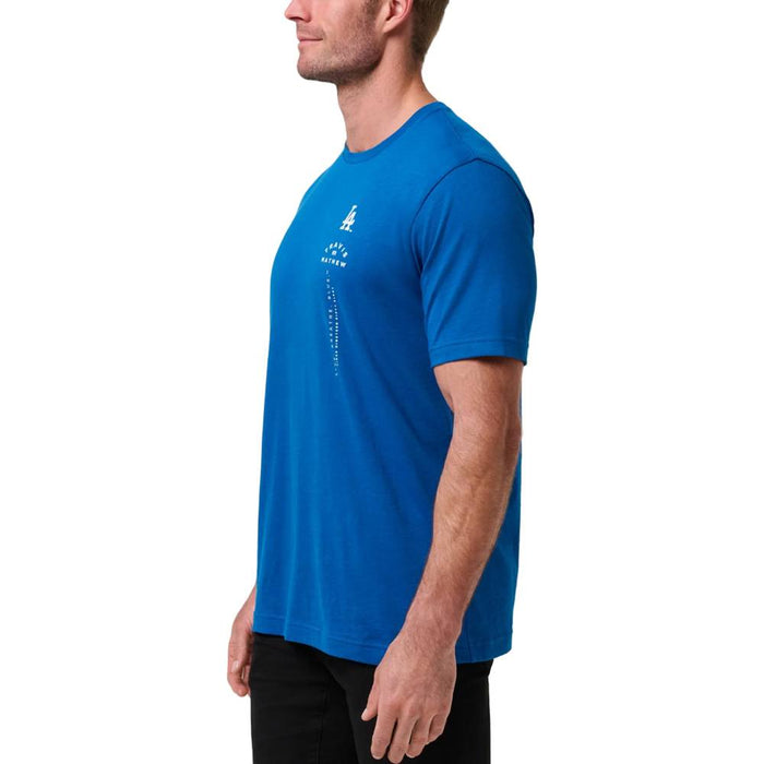 TravisMathew Los Angeles Dodgers Base Hit Bliss Golf T-Shirt Classic Blue - SS26 Men