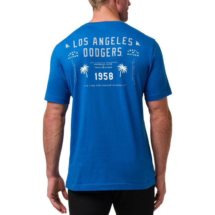 TravisMathew Los Angeles Dodgers Base Hit Bliss Golf T-Shirt Classic Blue - SS26 Men
