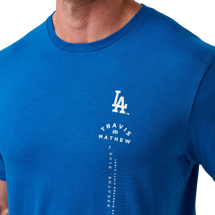 TravisMathew Los Angeles Dodgers Base Hit Bliss Golf T-Shirt Classic Blue - SS26 Men
