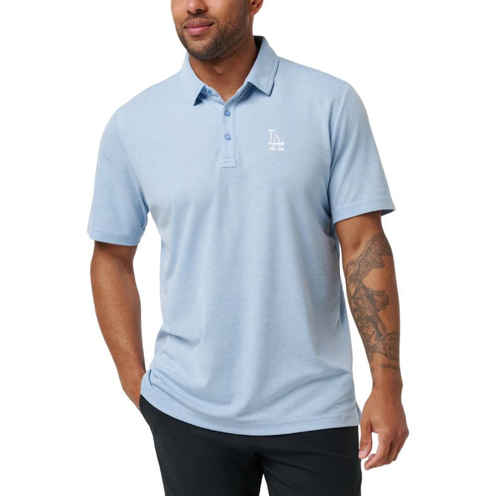 TravisMathew Los Angeles Dodgers Playoff Pitch Golf Polo Heather Blue - SS25 Men