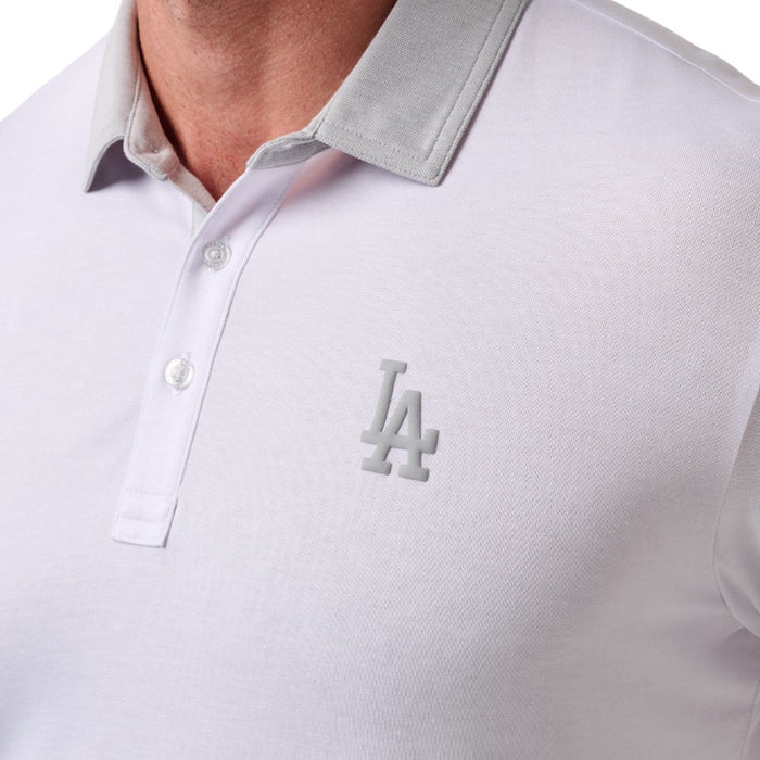 TravisMathew Los Angeles Dodgers Victory Vibes Golf Polo White/Heather Gray - SS26 Men