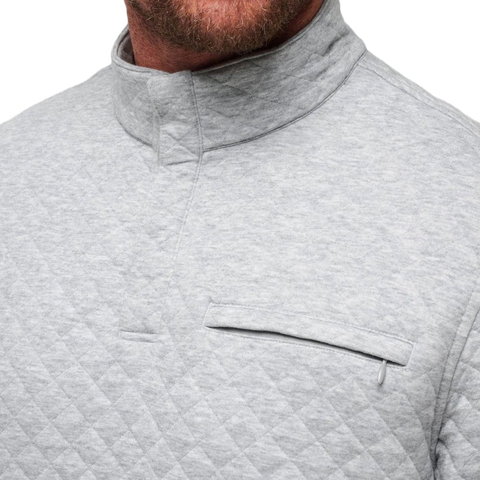 TravisMathew Transatlantic Q Zip Golf Pullover Heather Light Gray - FW23