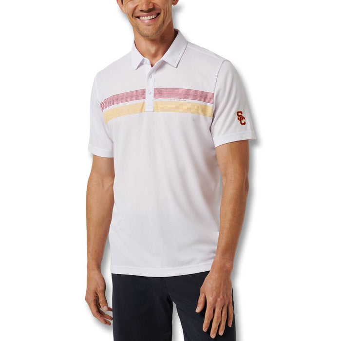 TravisMathew USC Top Recruit Golf Polo White/Cardinal - FW25 Men