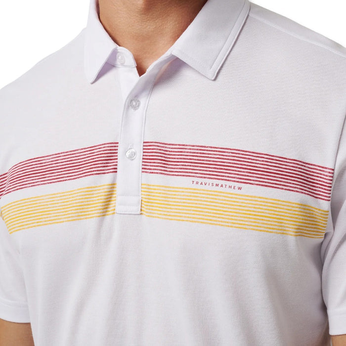 TravisMathew USC Top Recruit Golf Polo White/Cardinal - FW25 Men