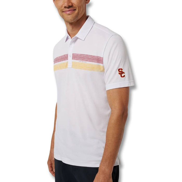 TravisMathew USC Top Recruit Golf Polo White/Cardinal - FW25 Men