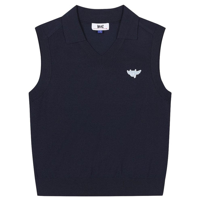 WAAC Athletic Deep V-Neck Knit Golf Vest Dark Navy - 24 Women