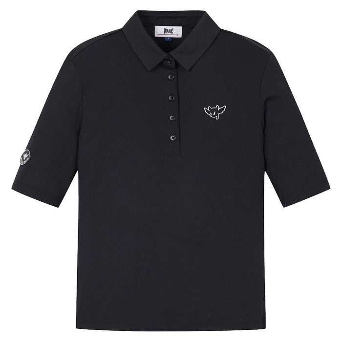 WAAC Athletic Ribbed Slim Golf Polo Black - SS24 Women