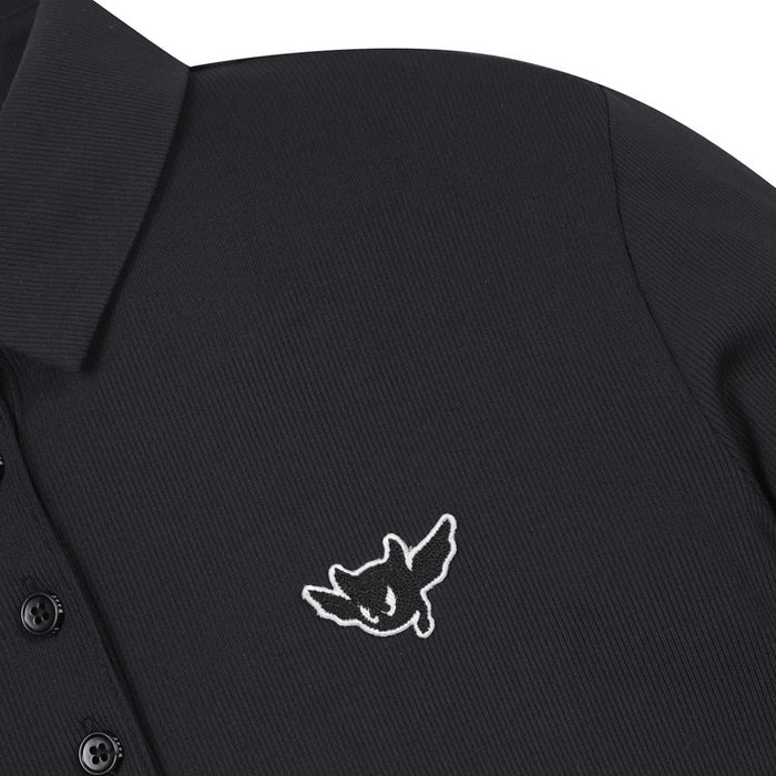 WAAC Athletic Ribbed Slim Golf Polo Black - SS24 Women