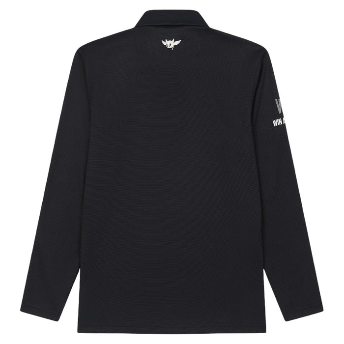 WAAC Logo Placket Longsleeve Golf Polo Dark Navy - SS26 Men
