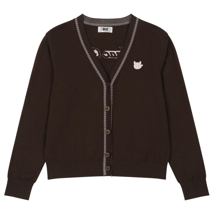 WAAC Pop Stitch Cardigan Golf Sweater Dark Brown - SS26 Women