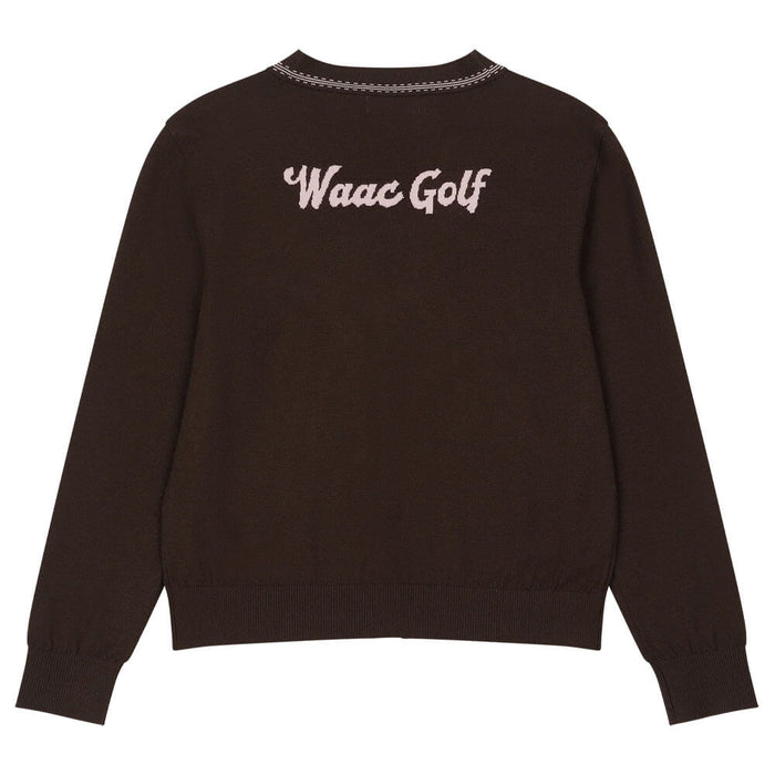 WAAC Pop Stitch Cardigan Golf Sweater Dark Brown - SS26 Women
