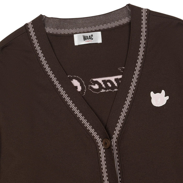 WAAC Pop Stitch Cardigan Golf Sweater Dark Brown - SS26 Women